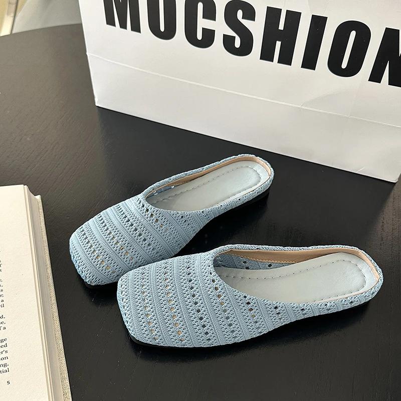 Módní dámské ploché pantofle Elegantní mělké nazouváky Boty Léto Nová móda Žabky 2025 Chůze Měkké pantofle