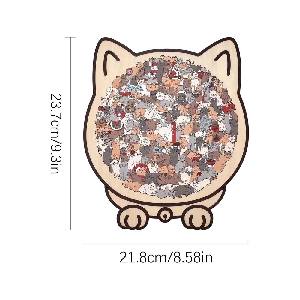 

Cat-shaped Wooden Jigsaw Puzzle 135pcs Unique Irregular Puzzle Pieces Game Birthday Xmas Gifts for Cat Lovers Home Decorations