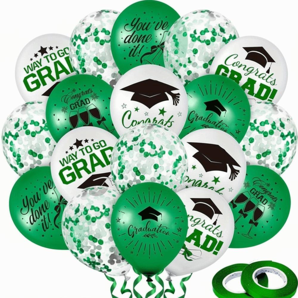 Black Gold Graduation Decorations Cap Printing Latex Balloon Confetti Balloon School Celebration