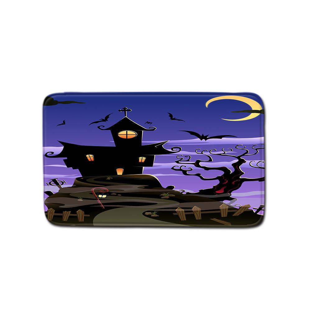 Halloween Shower Curtain Floor Mat Combination Four-Piece Set Bathroom Toilet Carpet Door Mat