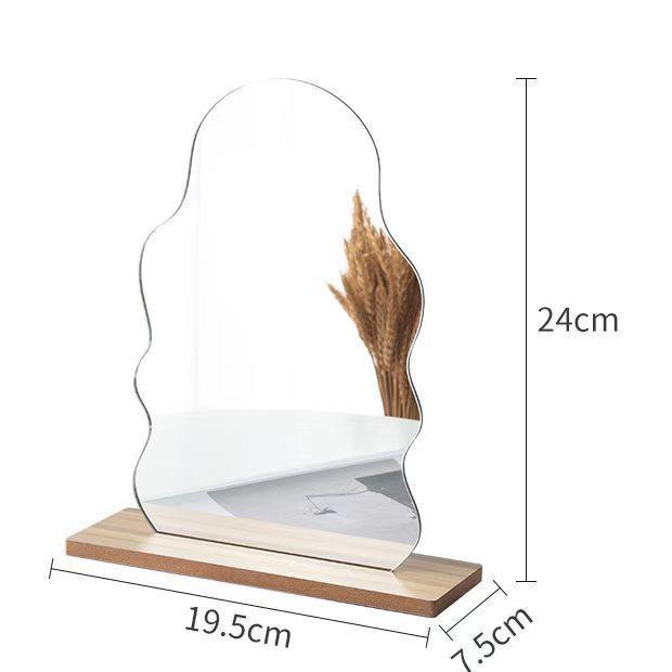 Bamboo & Wood Cloud-Shaped Acrylic Makeup Mirror with Retro Comb for Dressing Table