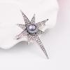 Korean Starburst Rhinestone & Pearl Brooch for Men and Women - Lapel Pin for Shirts and Jackets