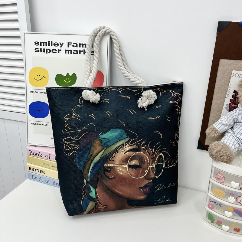 Tote Bag Portable Shopping Bag Women's Thick Rope Large-capacity Beach Bag