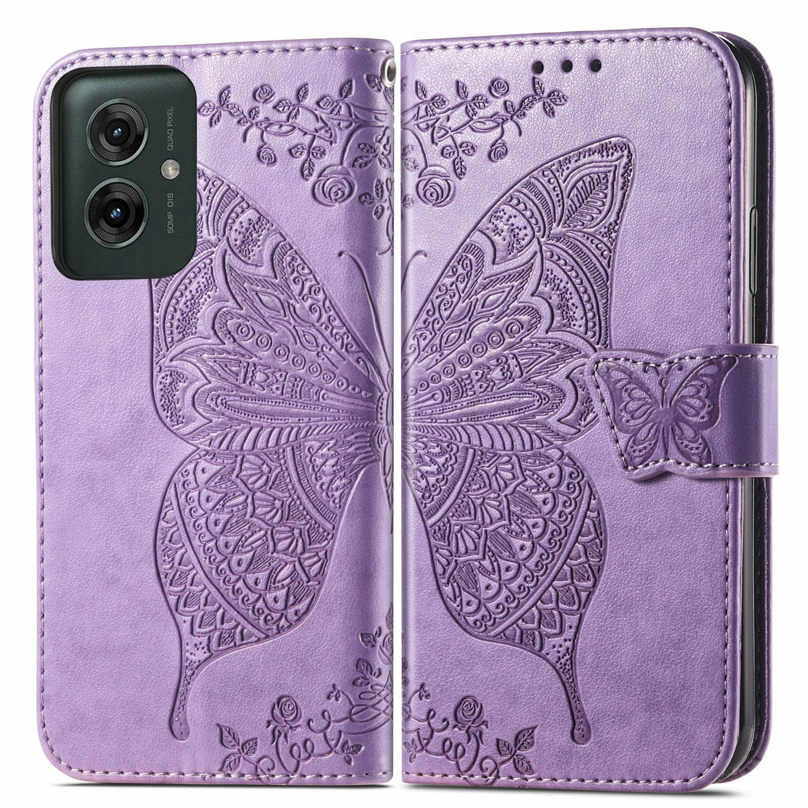 

For Motorola Moto G55 5G Case PU Leather Wallet Phone Cover Butterfly Pattern E
