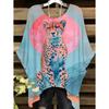 Camiseta de Mujer Moda Leopardo Impresión 3D Tops Verano Sexy Cuello Redondo Manga Corta Camiseta Calle Casual Holgada Ropa de Mujer
