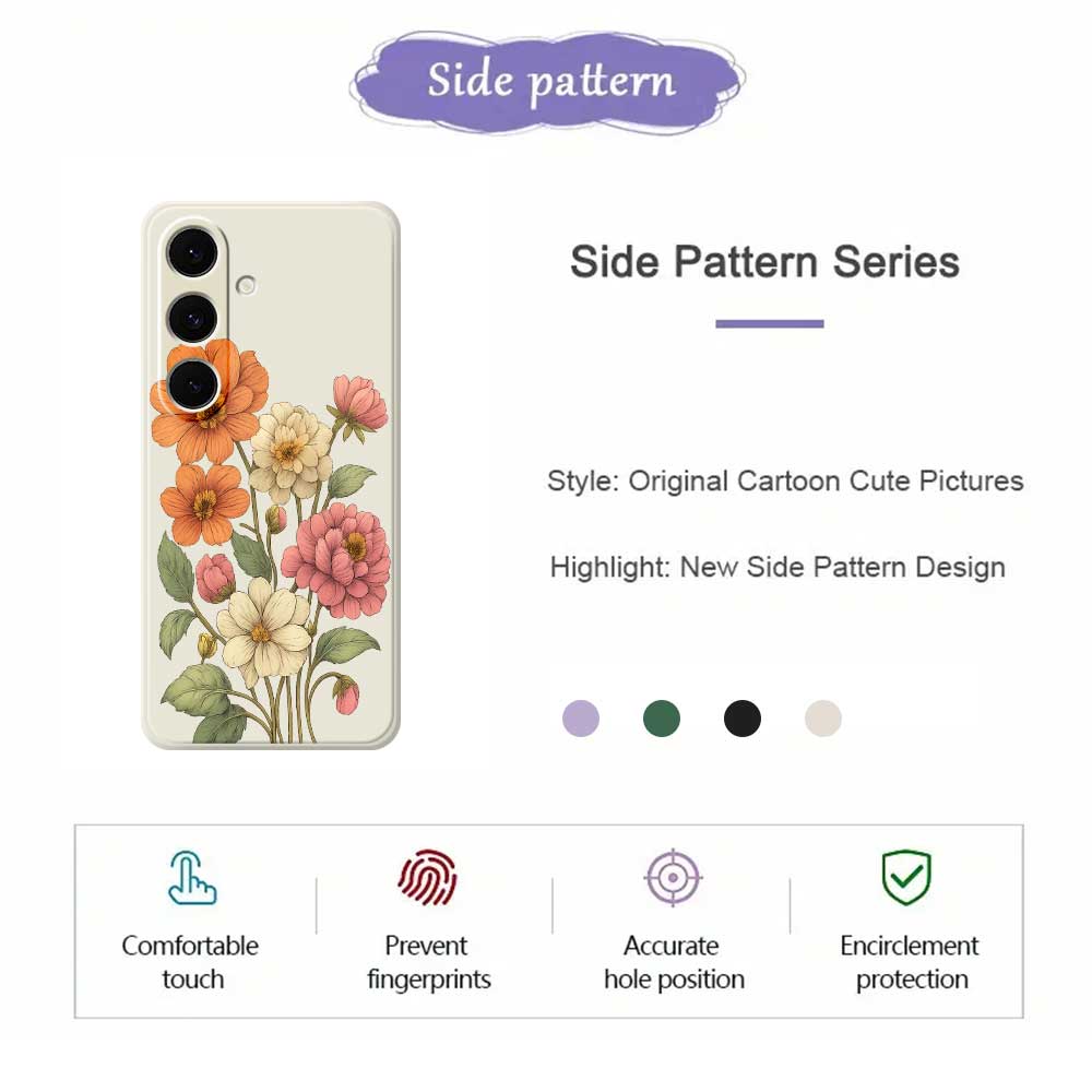 For Samsung Galaxy S24 FE Case Beautiful Flowers Pattern Printing Straight Edge TPU Phone Back Cover