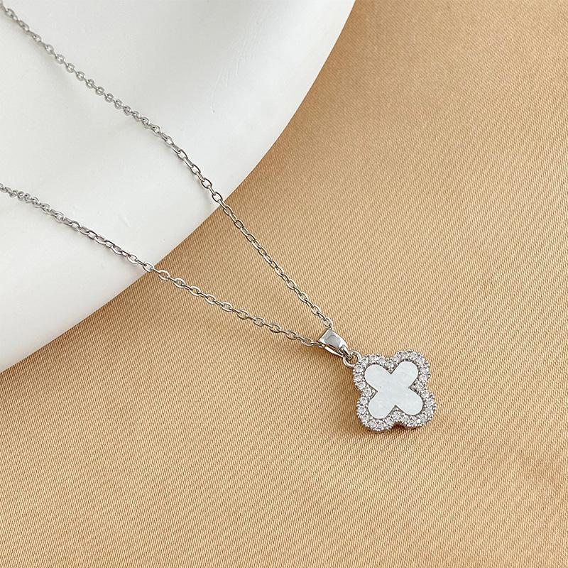 Micro inläggningar fyra blad gräs hänge halsband hög kvalitet Neckchain