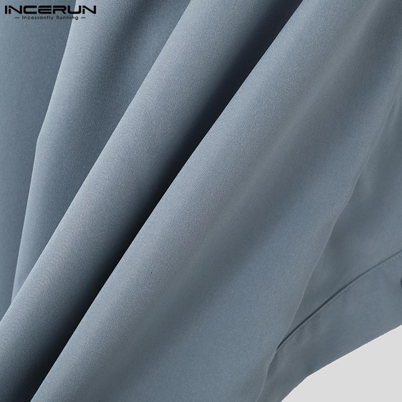 INCERUN Pantalon long décontracté à fermeture éclair et boutons pour hommes, pantalon à jambe large