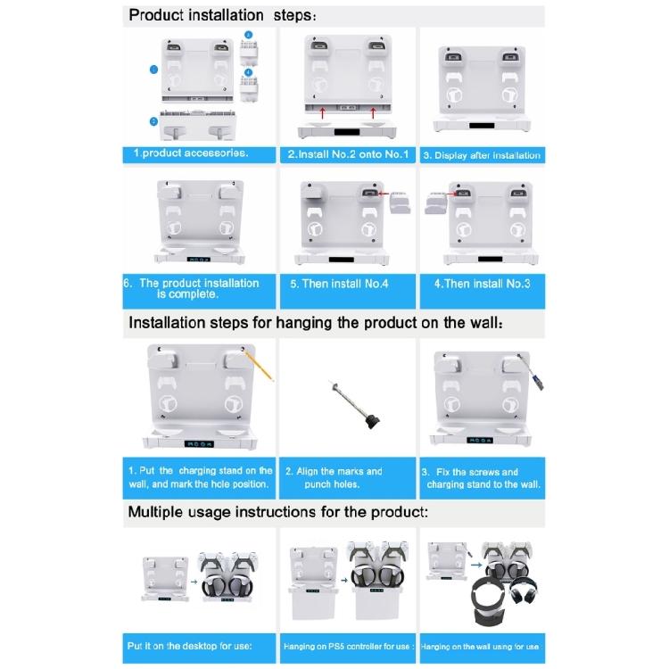 Controller Charging Dock Headset Display Racks for PS VR2 Headset Holder