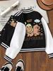 Girls Cute Capybara Graphic Baseball Jacket, Halloween Christmas Theme, Casual School Sports Kids Coat