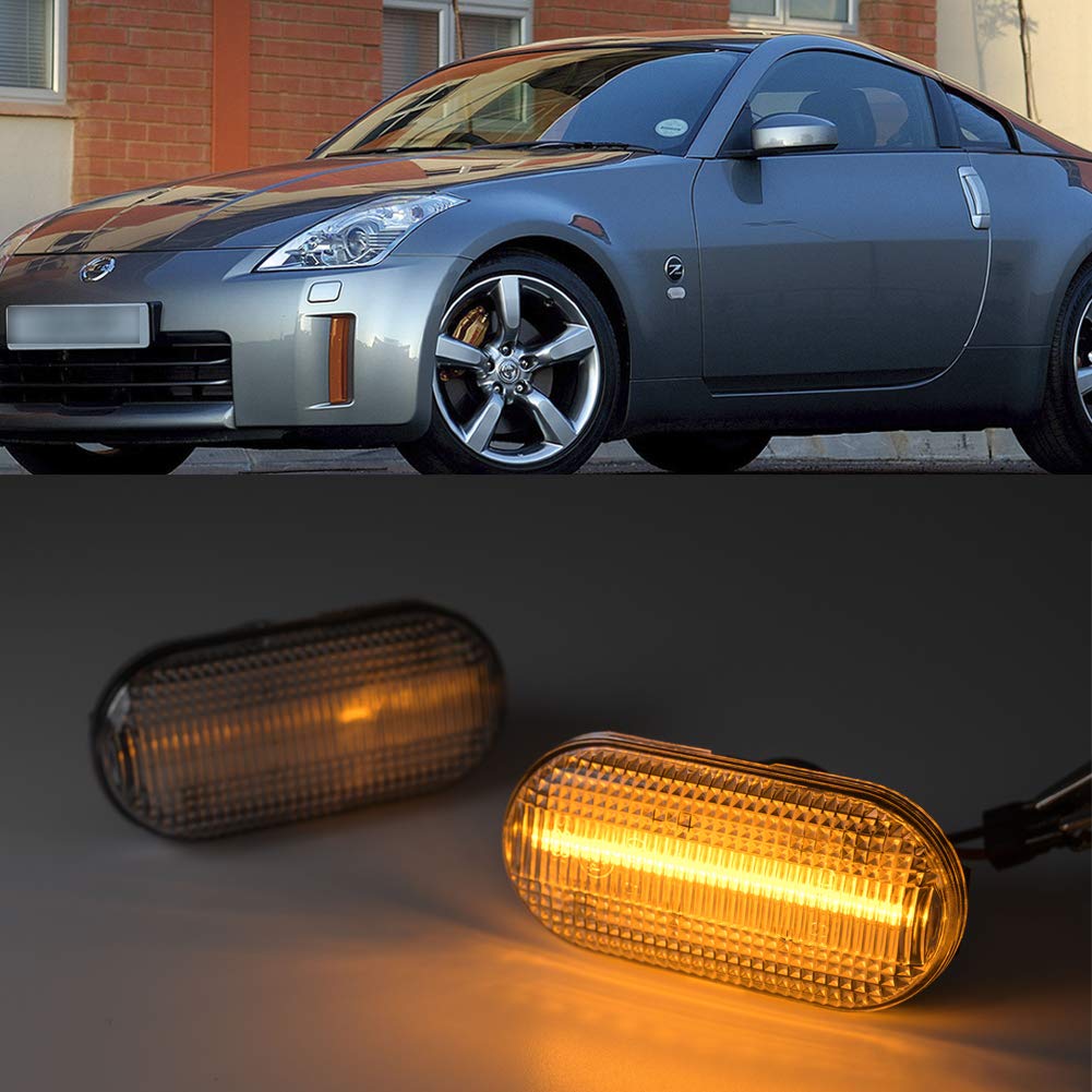 Amber Full LED Side Marker Lights, Clear Lens for Ni.ssan Z33 350Z Fairlady Z