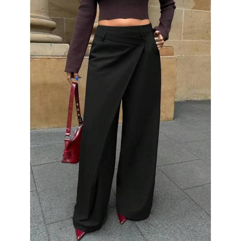 Irregular Splicing Straight Wide-leg Pants Women's Autumn and Winter Drape Suit Pants Design Pants