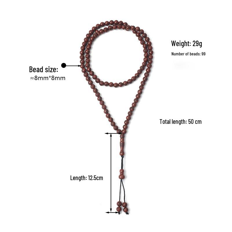 Handmade 8mm 99-Bead Imitation Wood Tasbih - Islamic Prayer Rosary