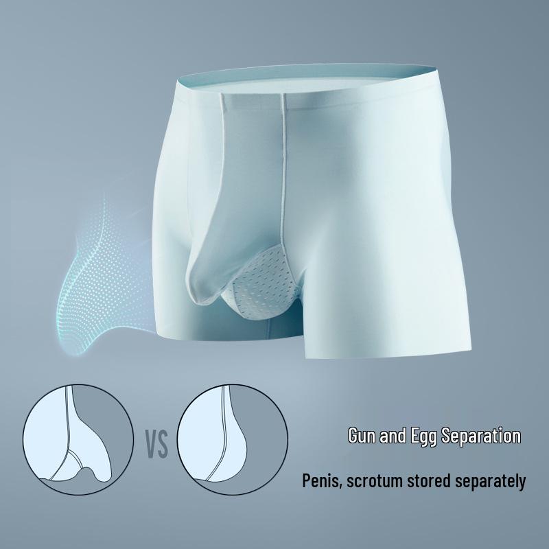Ice Silk Gun & Balls Separation Men's Seamless Mid-Waist Boxer Briefs - Breathable & Sexy