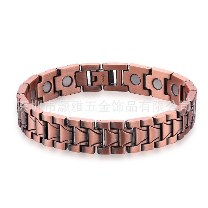 Mens Vintage Magnetic Energy Bracelet Alloy Geometric Cuff Retro Style Handmade Jewelry Daily Wear Gift