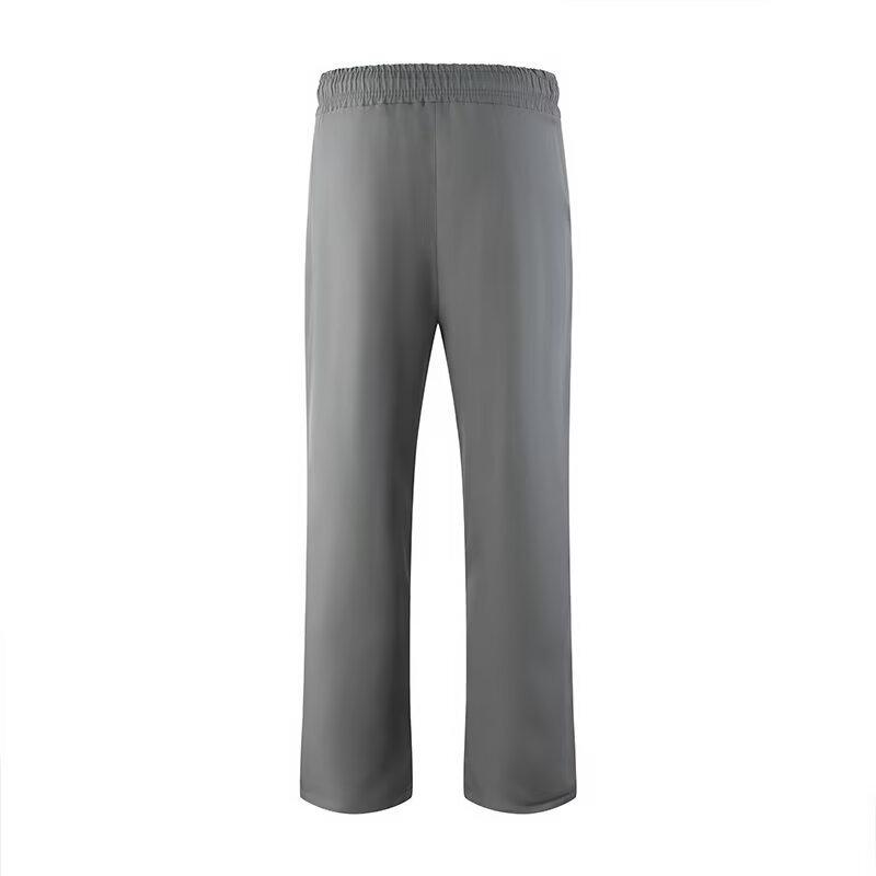 American retro straight casual pants men's and women's summer loose slightly wide-leg pants trendy brand drape elastic waist trousers