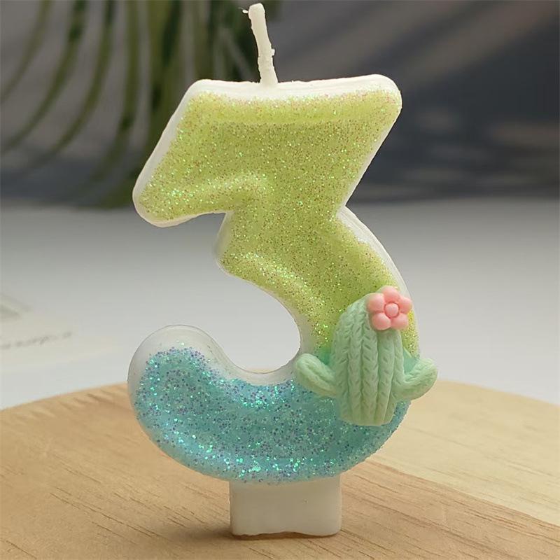Creative Design Cactus Digital Candle Birthday Candle Party Festive Cake Decoration Atmosphere Props