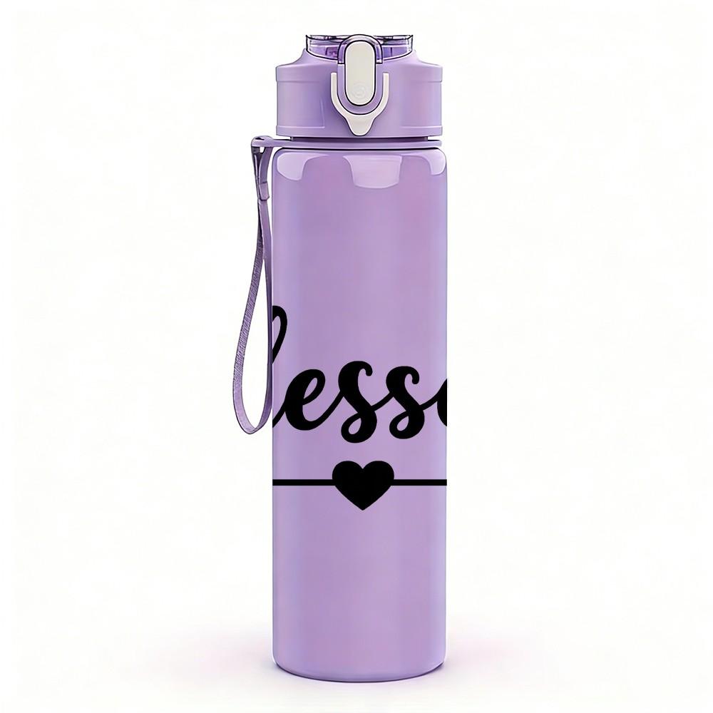 1PC Blessed Arrow Text 750ml Color Plastic Sports Water Bottle Leakproof Flip Straw Lid Suitable for Sports Office Home Use