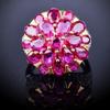 Plated Dragon Fruit Ring with High Carbon Diamond and Red Corundum Vintage Luxury Women Ring