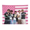 Kpop Boy Group Pink American Flag TapestryIdol Group Photo Wall HangingUSA Flag Kpop Merch Wall Art