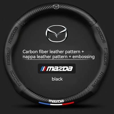 Carbon Fiber Leathe Car Steering Wheel Cover For Mazda 3 5 6 SKYACTIV Axela Atenza CX30 CX5 CX8 CX9 MX5 RX8 RX7 BT50 Accessories