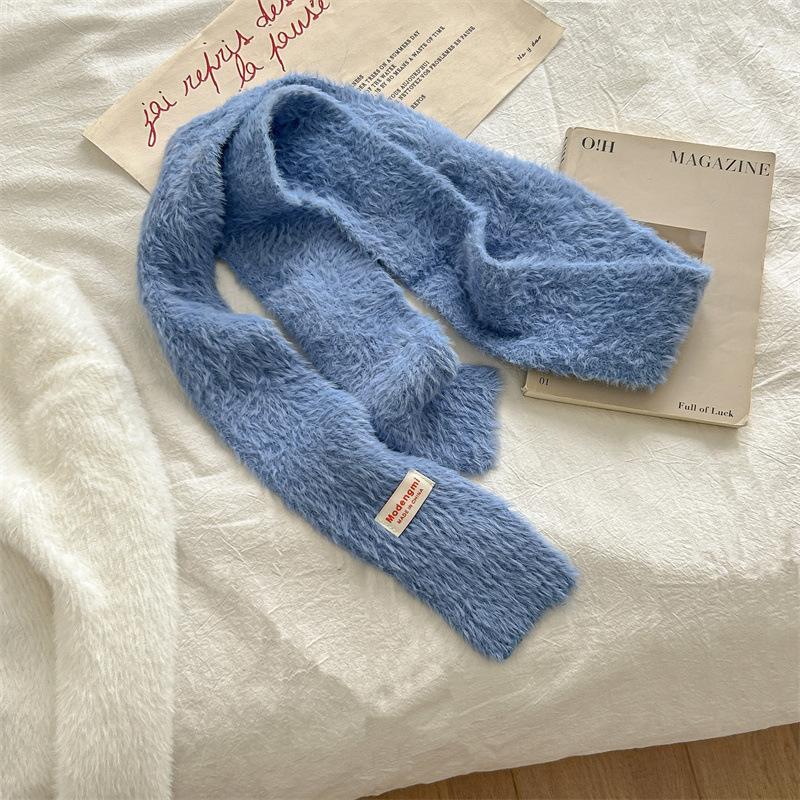 

Новый нишевый дизайн, полосатый, цветной, тонкий и узкий, длинный шерстяной шарф для женщин, модный и универсальный, вязаный шарф из пряжи 168*9cm