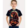 Children's Halloween Pumpkin Pattern 3D Printed Boy Funny Round Neck Short Sleeved T-shirt