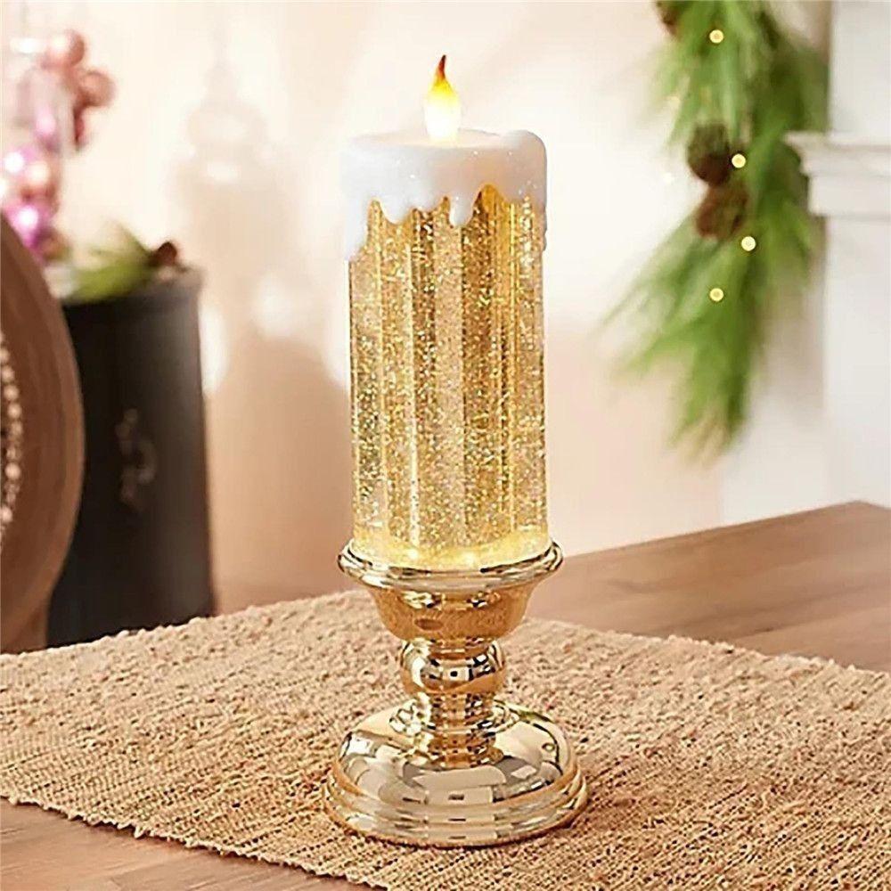 Battery Operated LED Candle Light Multi-color Gradient Swirling Glitter Simulation Candles Lights Glitter Crystal