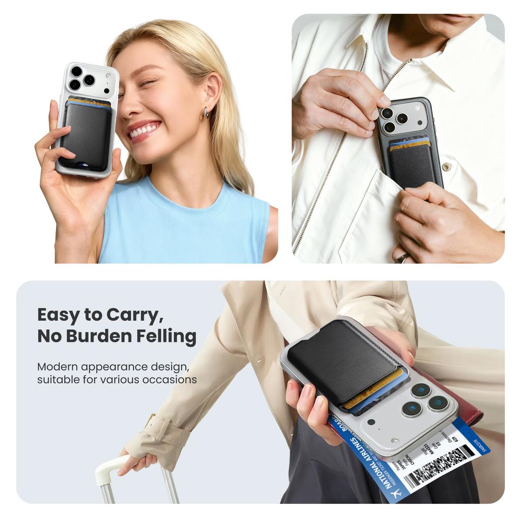 Leather Wallet Case Compatible For Magsafe iPhone 17 16 15 14 13 12 Card Holder with MagSafe Magnet