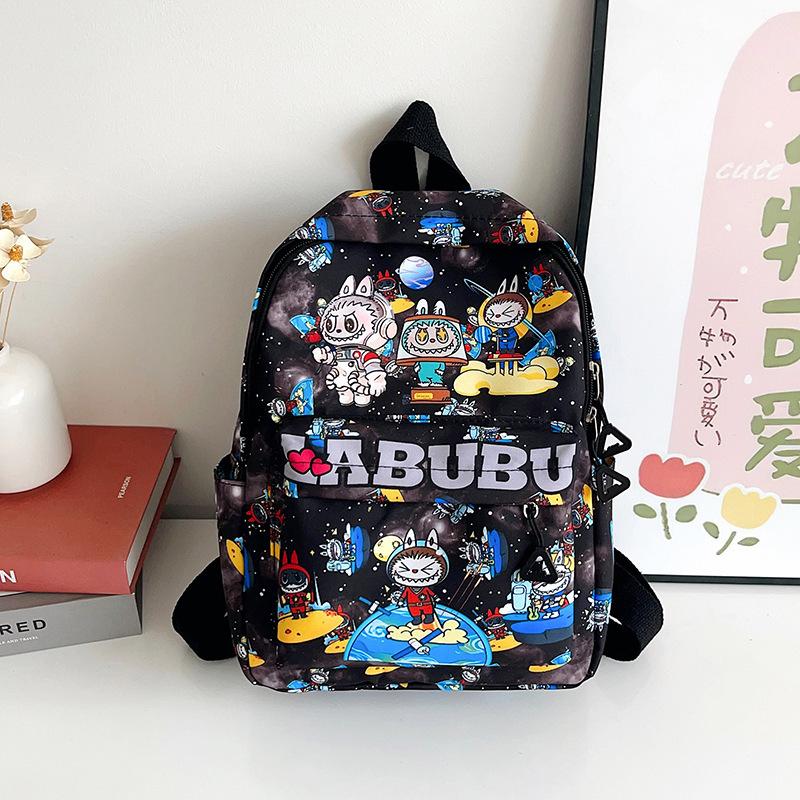 

School bag, school bag, new 2025 trendy cartoon cute printed rabub, large capacity, light weight, primary school school bag чёрный