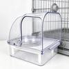Bird Cage Accessory Feeder with Bowl, Transparent Parrot Bathtub Food Container, Indoor No Mess Shower Box for Parakeet Cockatiels