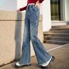 Kız Çocuk Geniş Paça Kot Bol Pantolon İlkbahar Sonbahar Genç Günlük Pantolon Çocuk Modası Düz Denim Uzun Pantolon Çocuk Giyim