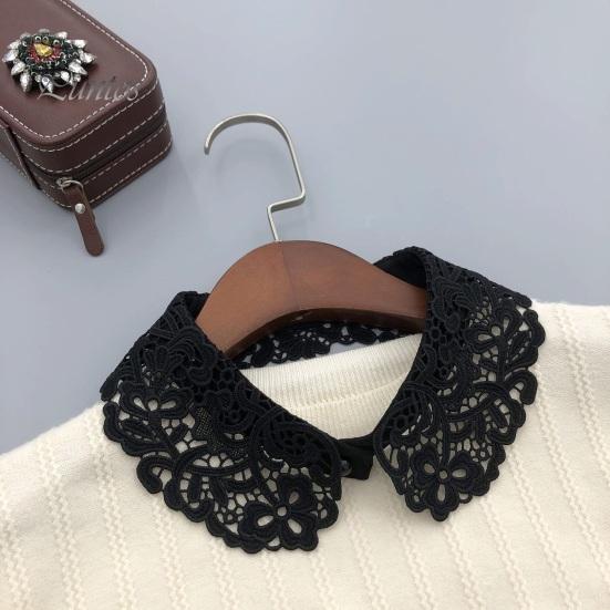 Falešný límec Vyšívaná krajka Květina Odnímatelný límec Ženy Jednobarevný Dutý design Falešný límec Shoda pro topy mikiny