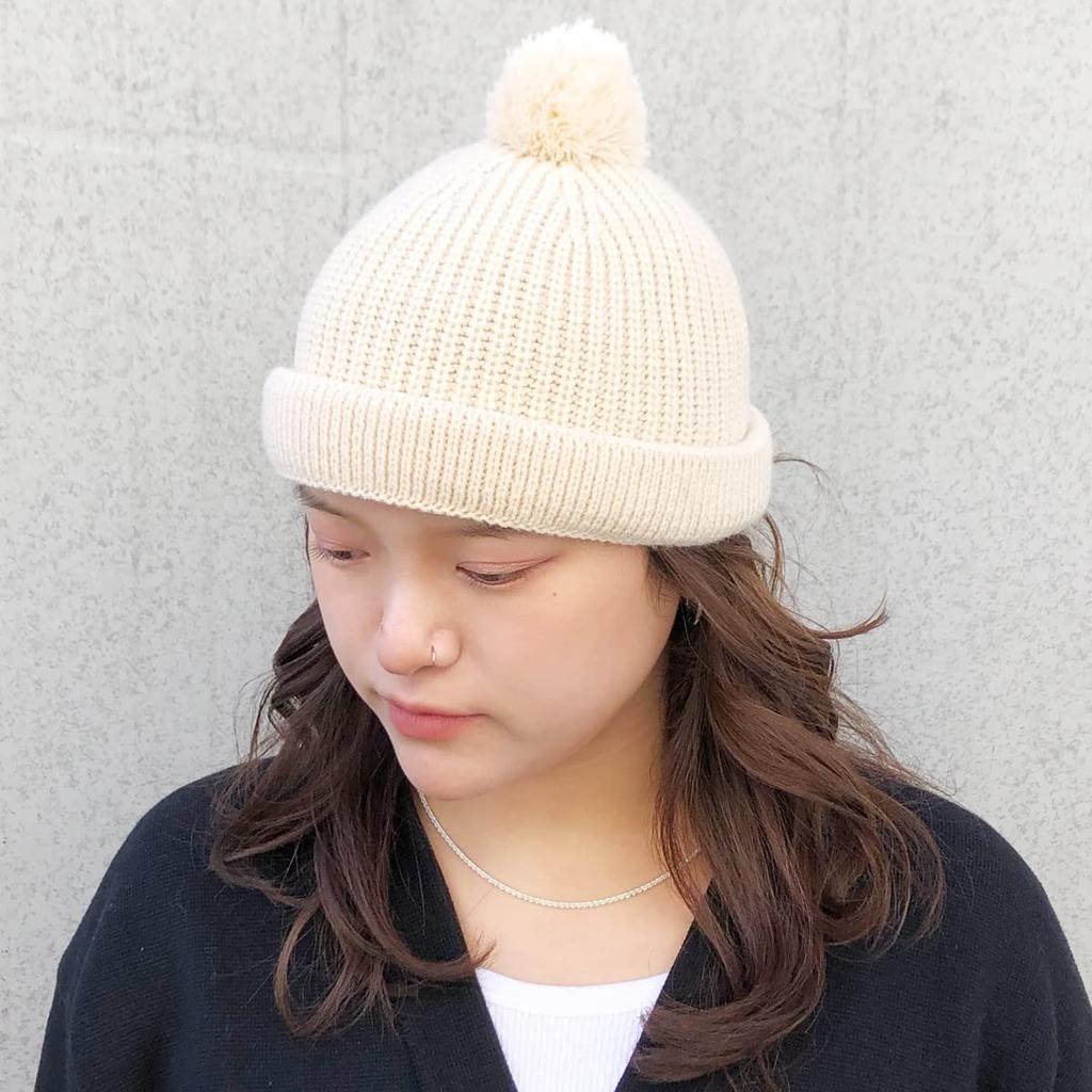 Basic Enchi Pon Low Watch Knit Cap with Shallow One Size Fits Heather Olive Pom-Pom, Washable, All,