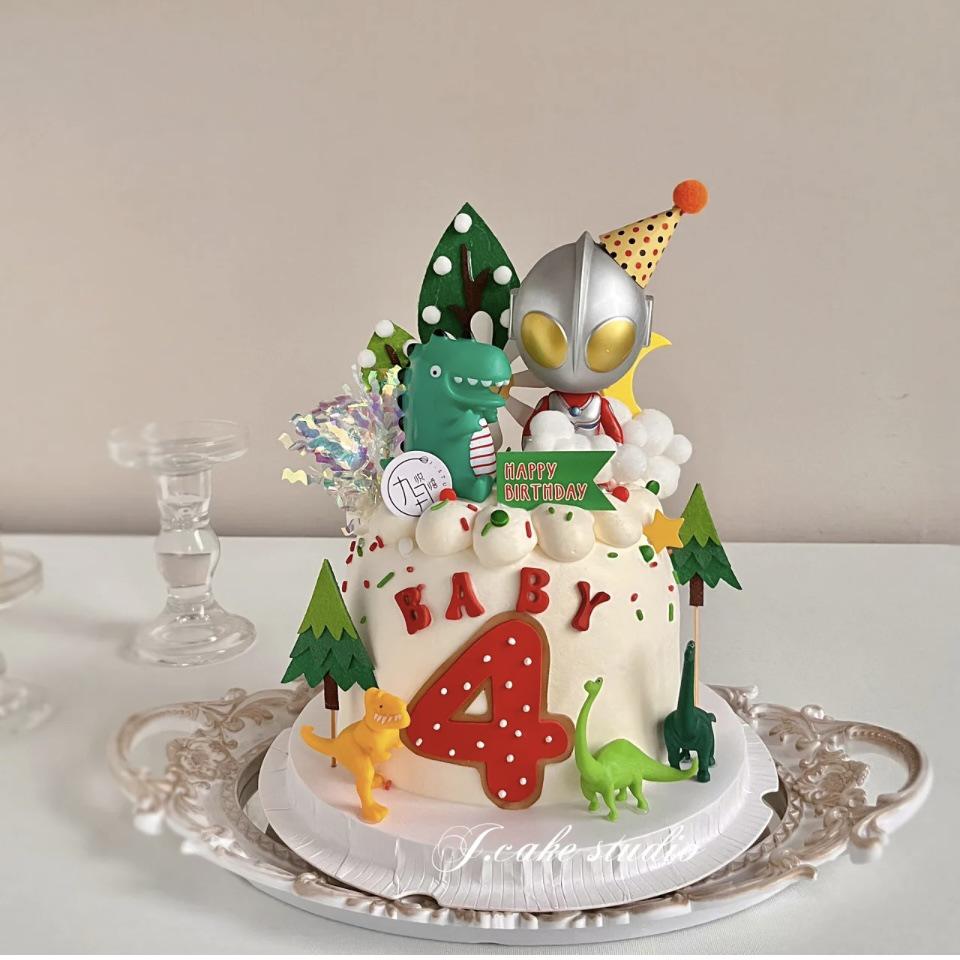 Dinosaur Superhero Cake Toppers for Boys' First Birthday Party Decorations