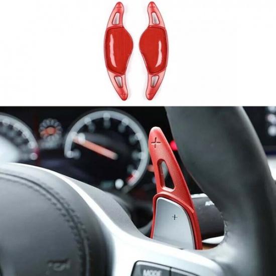 2016- For BMW 7 Series Red Aluminum Shift Paddles Switch Trim Steering Wheel