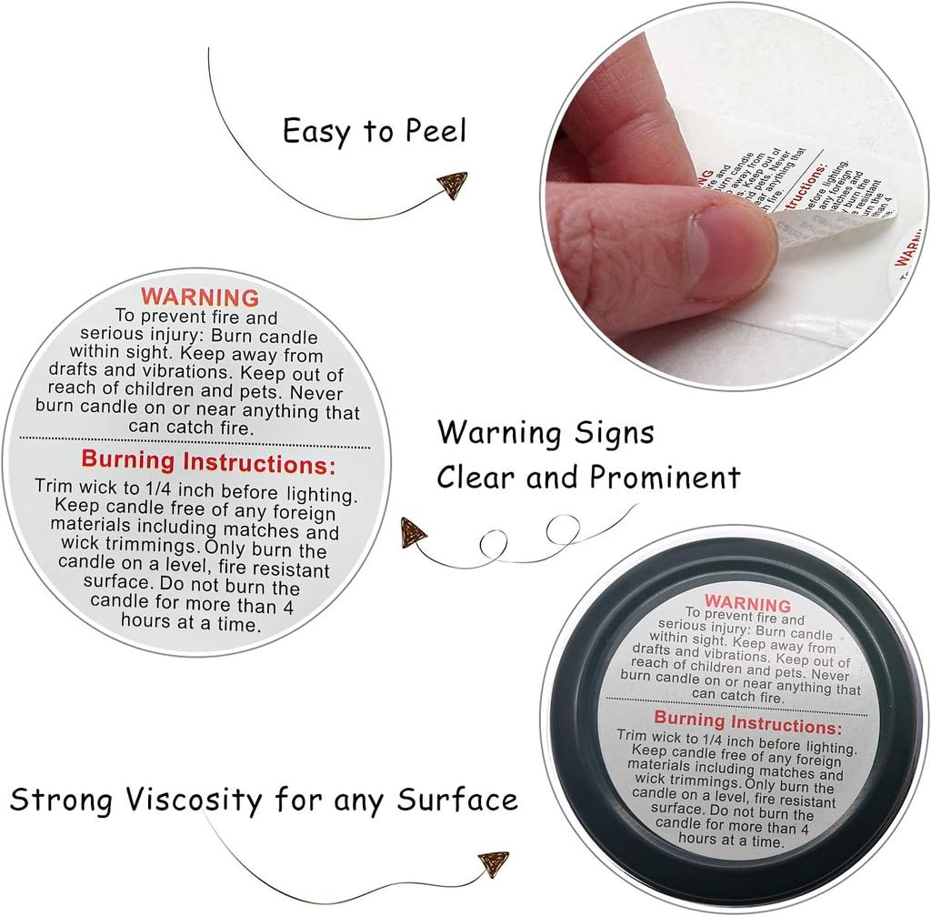 500pcs Candle Warning Labels, 2.5cm/0.98in Candle Jar Can Wax Melt Stickers Safety Stickers Accessories for DIY Making Candles