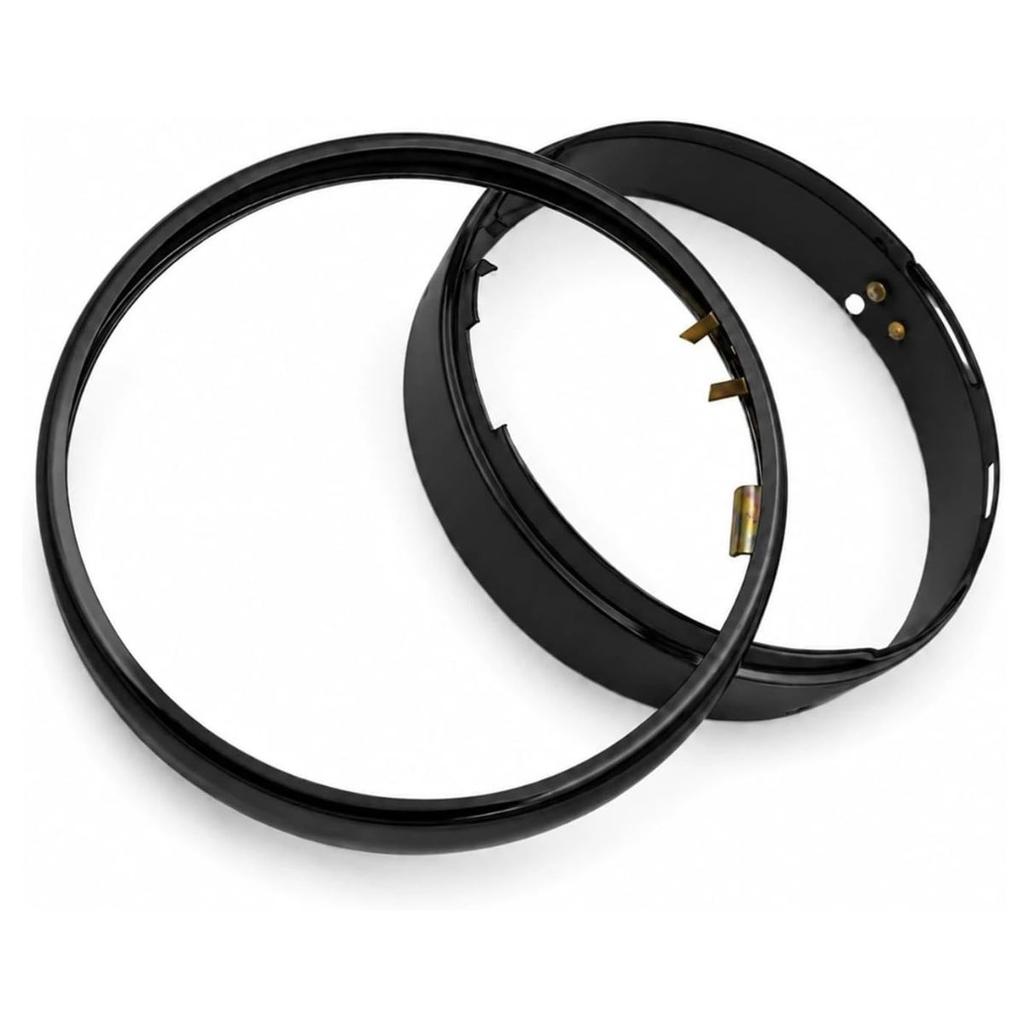 Headlamp Rim Set Compatible with Royal Enfield Classic 350 Bullet | Black Headlight Bezel Ring Trim | Front Headlamp Outer Rim Replacement
