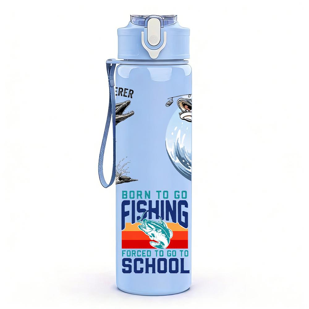 1PC Dual Fish Fishing School Graphic 750ml Color Plastic Water Bottle Leakproof Flip Straw Lid For Sports Office Home Use