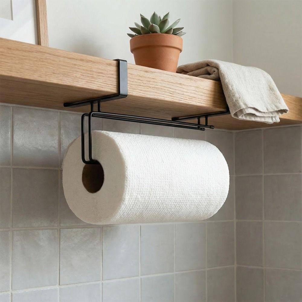 Wall Mounted Under Cabinet Paper Towel Holder Minimalist Cling Wrap Storage Rack  Toilet
