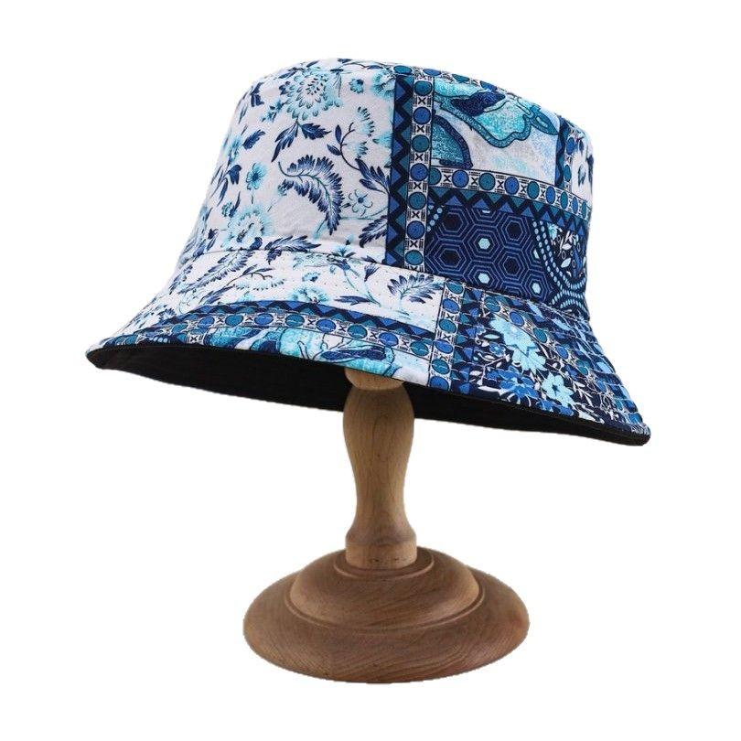 Ethnic Style Hat Sun Hat Bucket Hat Summer Double-Sided Outdoor Ultraviolet Sun Hat
