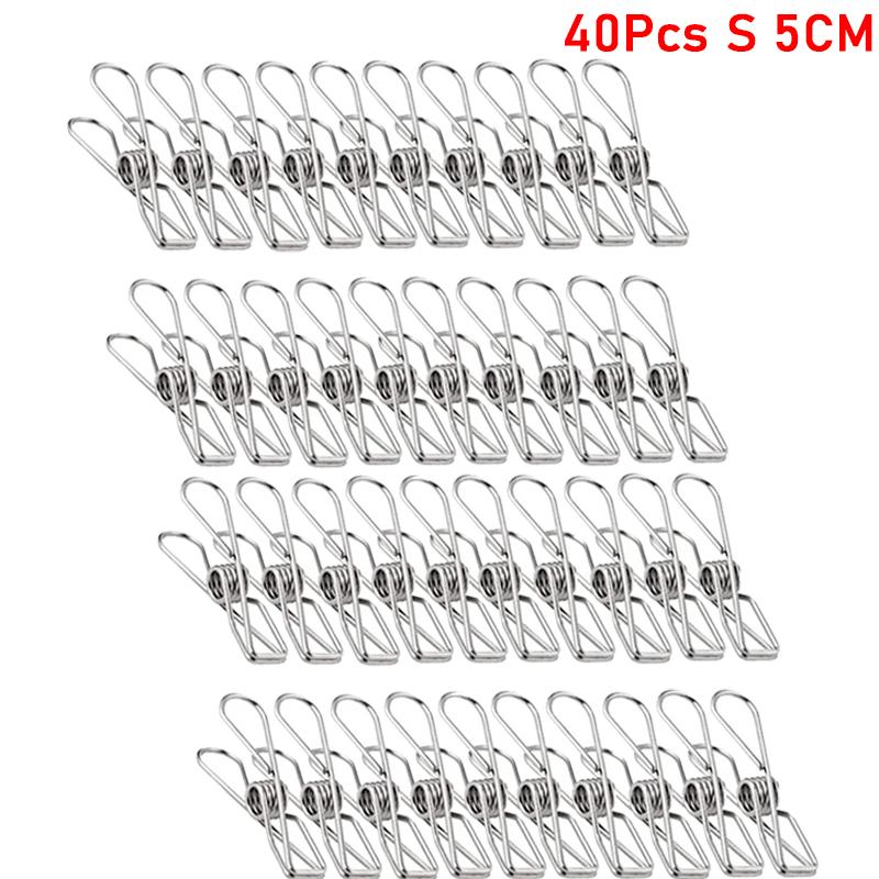 10/20/40Pcs Clothespin Clips 5cm 6cm Stainless Steel Clips Washing Bedspread Hang Metal Home Storage Tool Laundry Clothes Pins