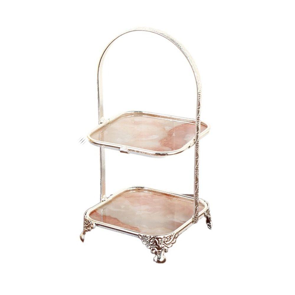 Iron Art Dessert Fruit Plate Two Layers Cake Stand Birthday Dessert Tray  Wedding Party