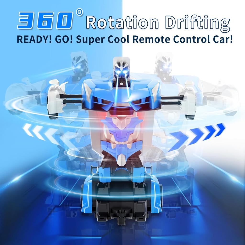Transform Remote Control Car - Transform Robot RC Car, 2.4Ghz Transforming Police Car Toy, One-Button Deformation Toys for Kids