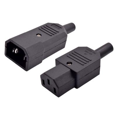 1Pcs Durable Male Female AC Plug C13 C14 10A 250V 3 Pin AC Power Connector IEC 320 Straight Rewirable Power Connector