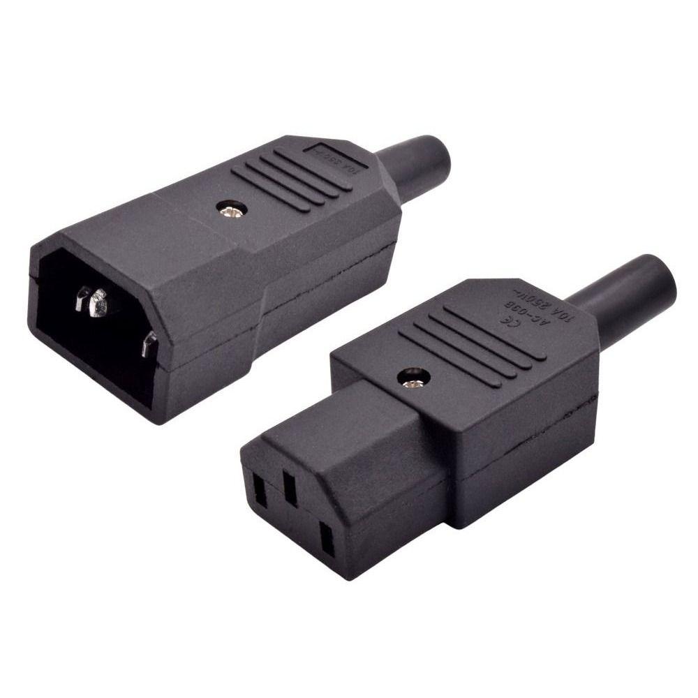 1 Pièce IEC 320 Câble Droit Prise AC Socket C13 C14 10A 250V Noir Recâblable Électrique 3 Broches Femelle Mâle Connecteur d'Alimentation