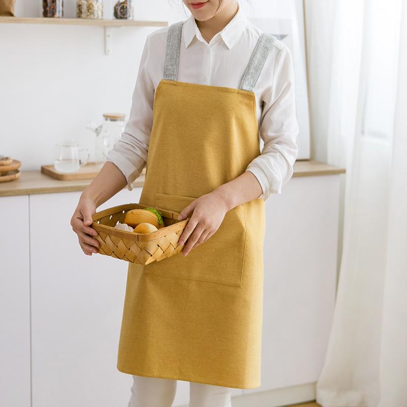 Cross-back Cotton Kitchen Apron: Sleeveless Workwear for Home, Restaurant, Milk Tea Shop, Perfect for Cross-border & Photography