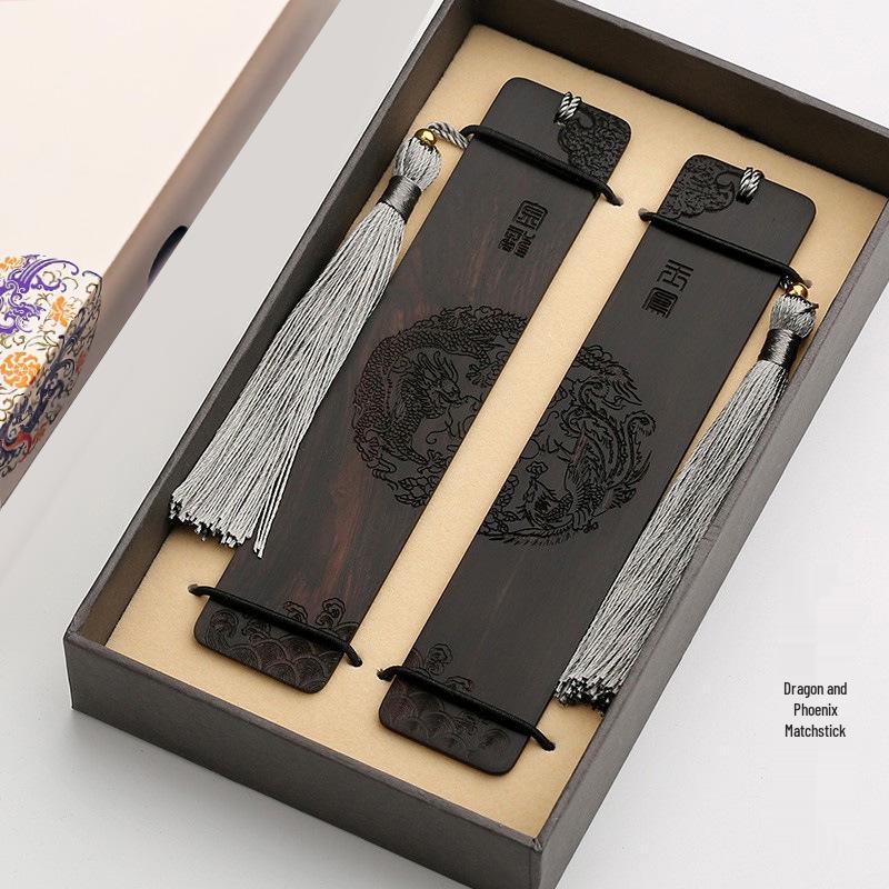 Rosewood Hollow Design Bookmark In Gift Box - Chinese Style Wooden Crafts Festival Gift