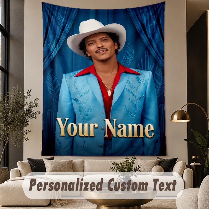 Custom Text Printed Tapestry Bruno Mars Pattern Large Wall Hanging Indoor Room Decor