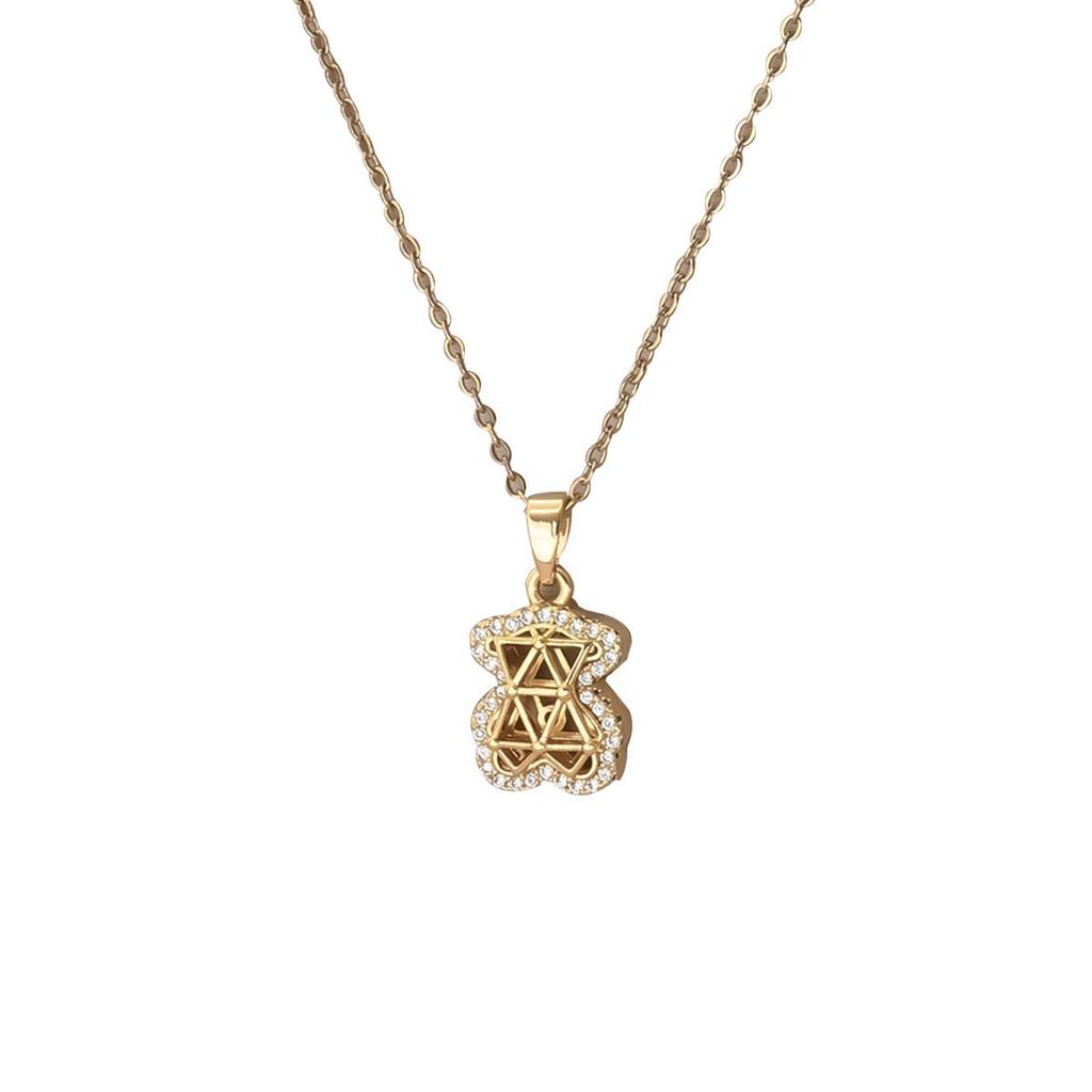 Cross-border Care Bear Zircon Necklace: Simple Pendant with O-chain